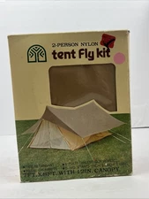 Vintage 2 Person Nylon Tent Fly Kit Orange 7x8 Ft With 12” Canopy Rain Fly
