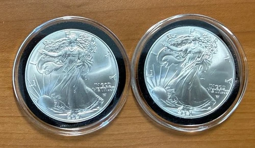 Lot of Two (2) 2021 $1 American Silver Eagles Type 2 - Brilliant Uncirculated
