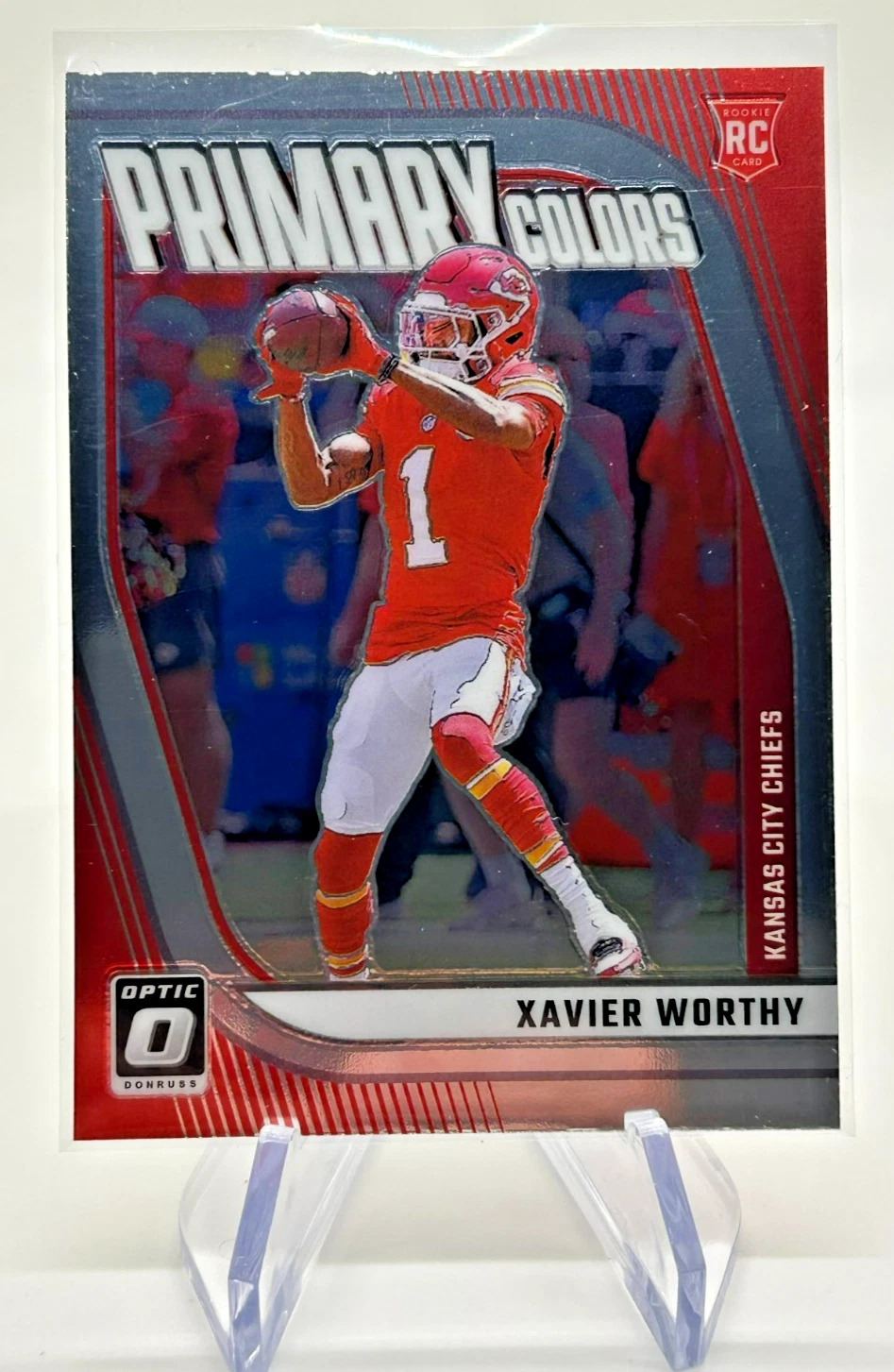 2024 Donruss Optic Xavier Worthy Primary Colors #7 Kansas City Chiefs RC