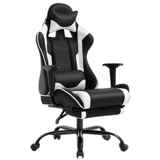 Silla Gaming Ergonómica Bestoffice Blanca Silla Ordenador Reclinable Soporte Lumbar