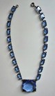 Vtg Antique Art Deco Czech Vauxhall Blue Faceted Glass Necklace Collette 1920's — photo 1