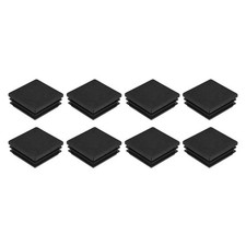 8Pcs Square Plastic Plugs, 45 x 45mm PE Pipe Tubing End Caps for Tube, Black