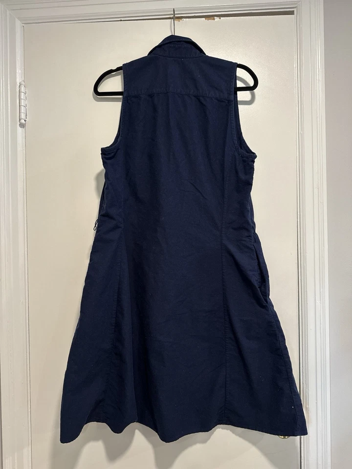 Polo Ralph Lauren Women’s Sz: 14 Navy Sleeveless Shirt Dress w/pockets - Image 4 of 4