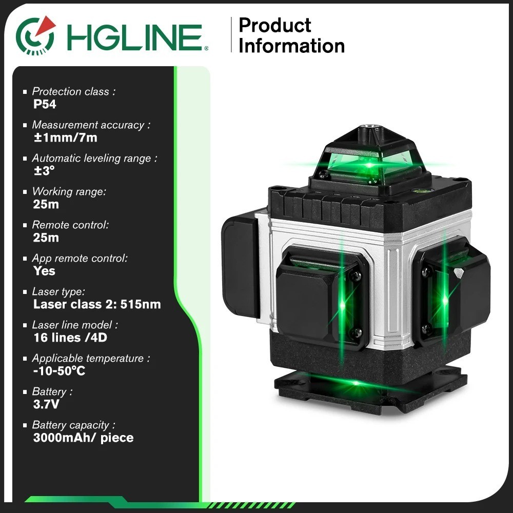 Laser 360 HGLINE 16 lignes projection verte de haute précision pilotable par smartphone