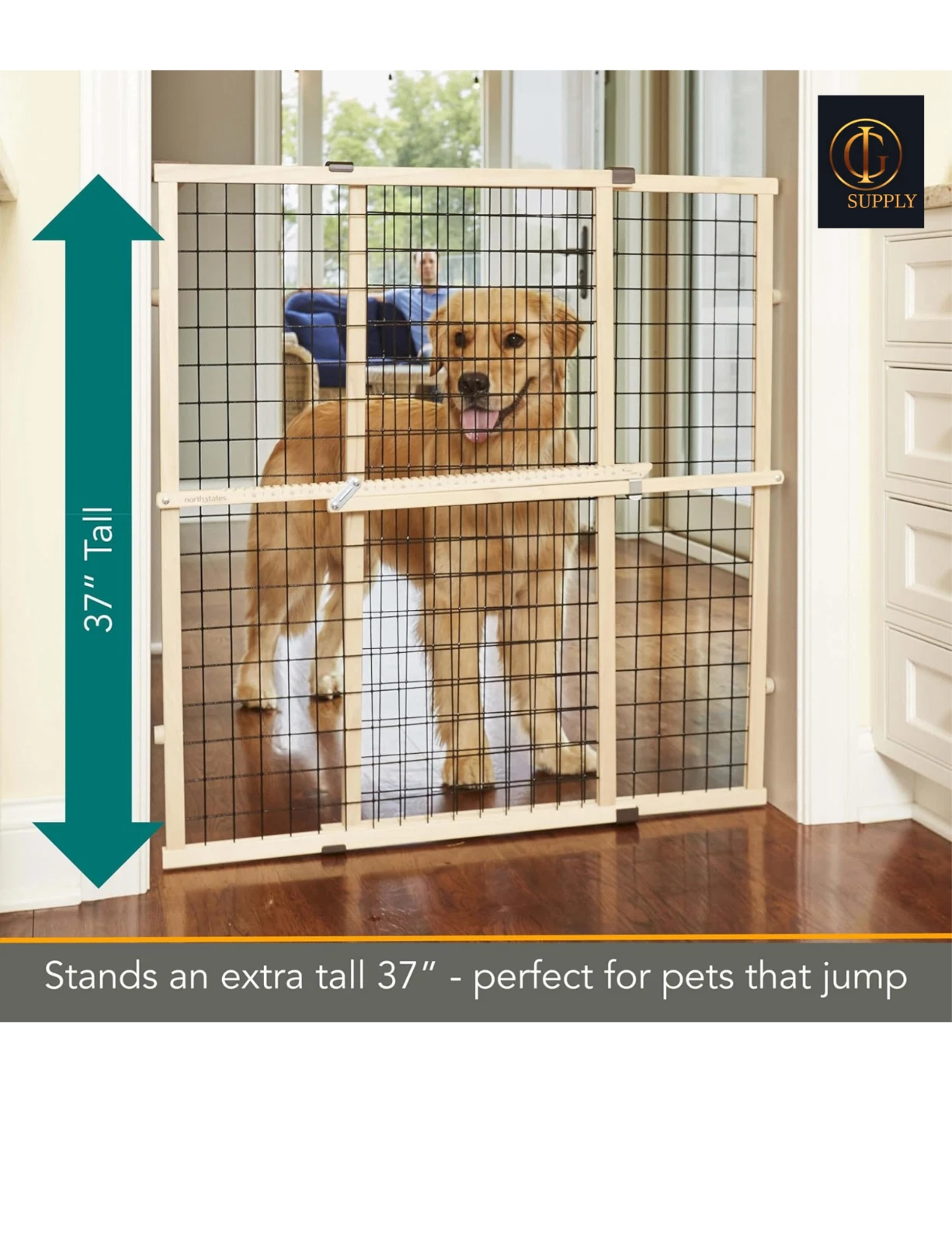MYPET North States Extra Tall & Wide Wire Mesh Dog Gate: 29.5-48" Wide, 37" Tall