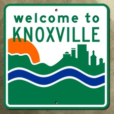 Welcome to Knoxville Tennessee city limit sign sun river skyline 12x12