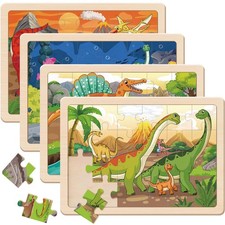 Puzzles for Kids Ages 4-6, Dinosaur Wooden Puzzles, 4 Packs 8.85 x 5.9 inches