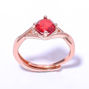 Authentic Garnet Gemstone Rose Gold Plated Ring s.Adjst RC7380-1