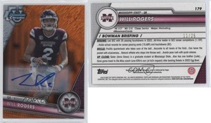 2023 Bowman U Chrome Prospect Orange Shimmer Refractor /25 Will Rogers #179 Auto