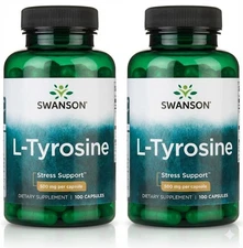 200 Caps Swanson L-Tyrosine 500mg 2X 100 Caps Brain Mental Health Stress Support