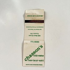 Chasson's Restaurant 462 Main St Hyannis MA Vintage Matchbook Cover TMB65-4
