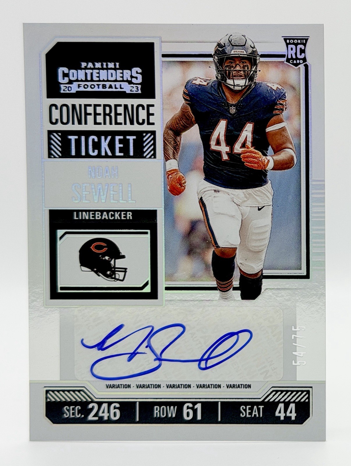 2023 Contenders Conference Ticket #162 Noah Sewell RC Auto 54/75 Chicago Bears