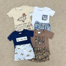 Hunting Season Embroidery Mallard Duck Shorts Outfit For Toddler Boys Casual Set