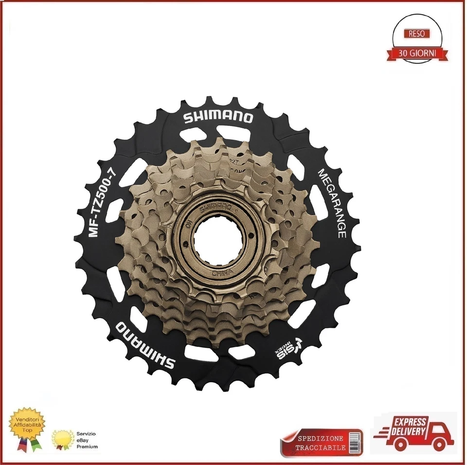 Pacco Pignoni Cassetta 7s MF-TZ500 SHIMANO  7v 14-34 a Filetto Ruota Libera MTB - Immagine 3 di 4