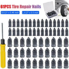 61Pcs Quick Car Tire Repair Set: Vacuum Rubber Nails & Screwdriver Tool Kit