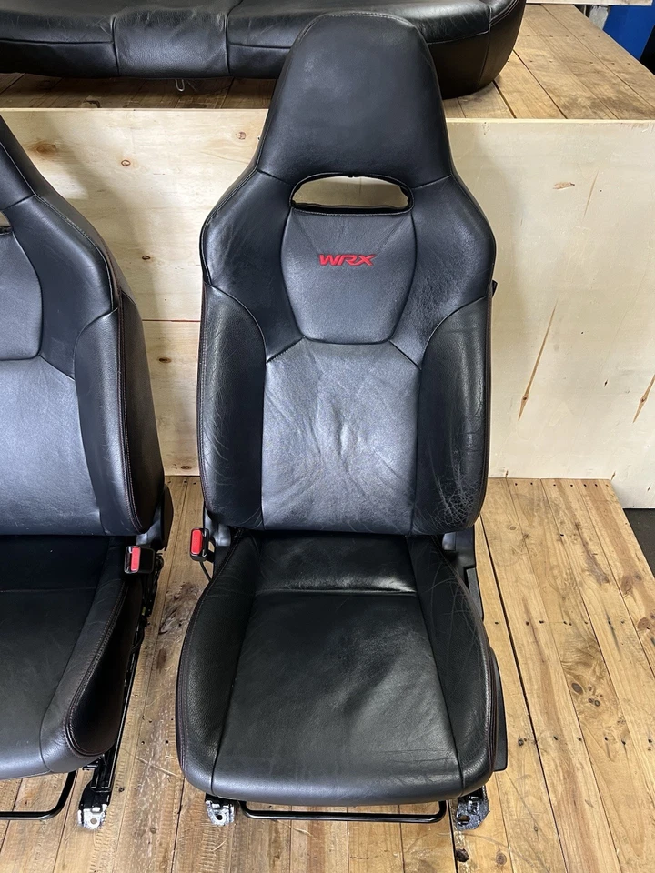 2008-2014 SUBARU IMPREZA WRX BLACK LEATHER HEATED FRONT & REAR SEATS SET OEM - Image 3 of 4