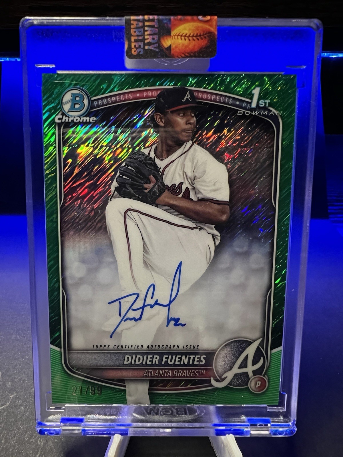 2025 Bowman Chrome Didier Fuentes 1st Green Shimmer Auto Refractor #'d /99