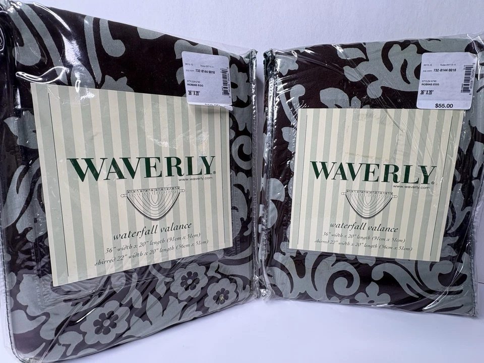 2x Waverly Waterfall Valance Robins Egg Dark FLORAL 36" Width x 20" Length NEW - Image 3 of 4