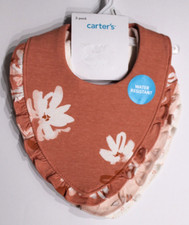 NWT Carter's Girl's Floral Firefly Nature Ruffle Bibs Water Resistant 3 Pack