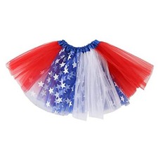 4th of July Star Tutu for Girls Red White Blue Star Dress, One Size M