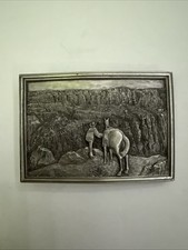 BERGAMOT BRASS WORKS BELT BUCKLE Horseback Cowboy  D-145  1977