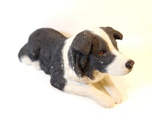 Vintage-Sandicast-Border-Collie-Dog-Sandra-Brue-Original-Glass-Eyes-Figurine