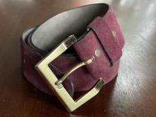 Vintage leather Belt 80s Burgundy Suede Size 34 36 Brass Buckle