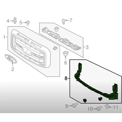 For 2011-2016 Ford Super Duty F-250 F350 F450 Grille Reinforcement BC3Z17A792B - Picture 5 of 5