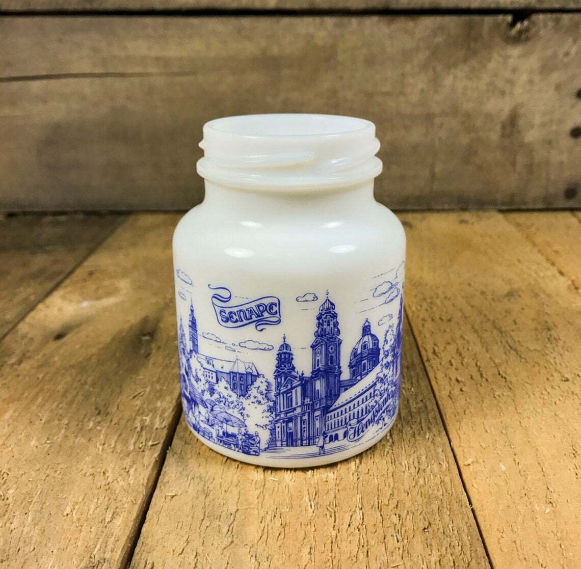 VINTAGE GERMAN MILK GLASS MUSTARD JAR/MUNCHEN SENF SENAPE MUSTARD/RETRO KITCHEN eBay