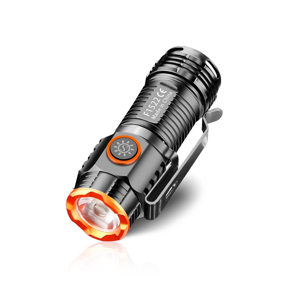 2X LED Rechargeable Mini Flashlight Magnetic EDC Pocket Torch Hat Light Headlamp - Image 4 of 4