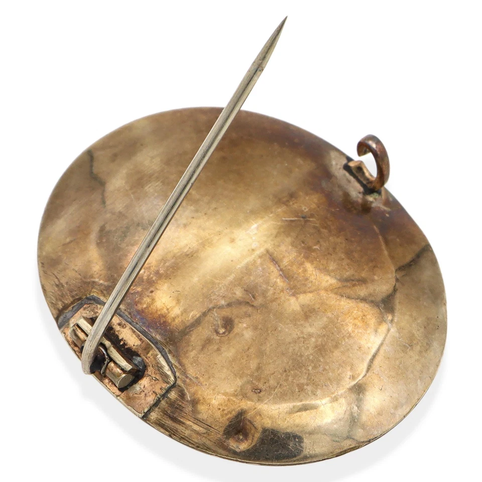 Broche antigo folheado a ouro trançado cabelo humano luto - Imagem 4 de 4