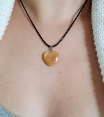 Halskette Anhänger Jade gelb Naturstein entgiftend Damen Herren