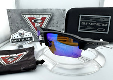 OAKLEY SPEED JACKET SI MATTE BLACK BLUE AFTERMARKET POLARIZED SUNGLASSES NEW