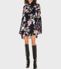 Free People Womens Dress Size XS Floral Midnight Blue Combo Tunic Top / Mini