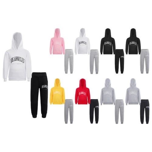 Kids Sport Suit 2Pcs Sweatshirt+Pants Ribbed Cuffs Tracksuit Casual Sportswear - Picture 3 of 85