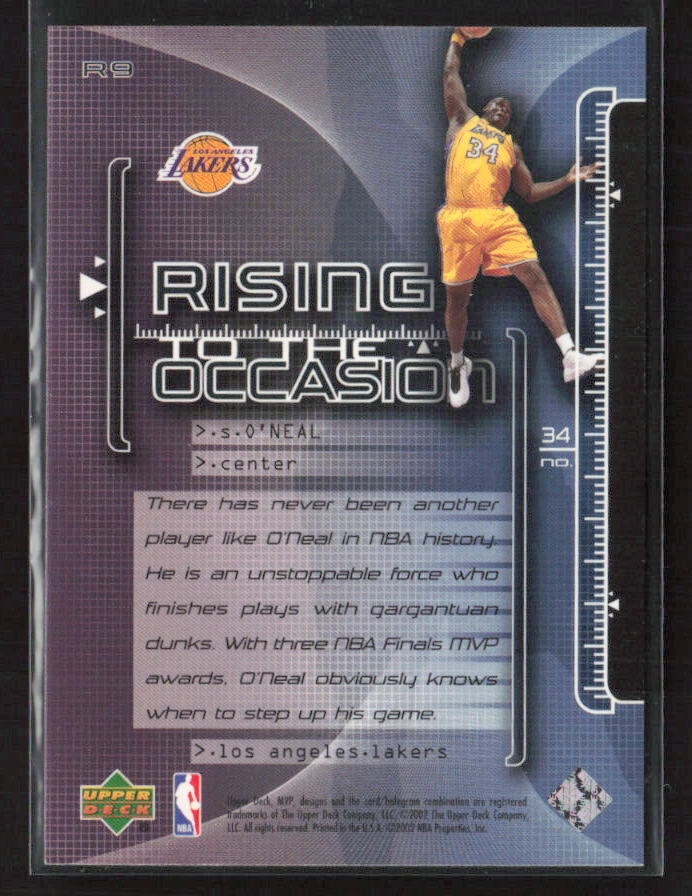 2002 Upper Deck MVP #R9 Shaquille O'Neal Rising to the