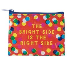 BlueQ Bright Side Is The Right Side Recycled Coin Purse 3 x 4 inch pouch Blue Q