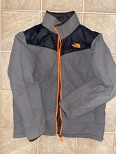 The North Face Boys Black Gray Orange Zip Coat Reversible Logo Pocket XL 18-20