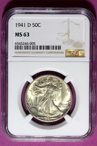 1941 D NGC MS63 Walking Liberty Half Dollar #B46052