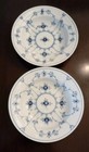 (2) Royal Copenhagen Rimmed Soup Bowls Blue Fluted #168 Plain Lace 8 3/8" Mint