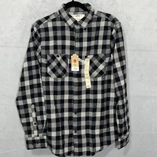 Urban Pipeline Shirt Men's S Long Sleeve Button Up Flannel Black Gray Check New