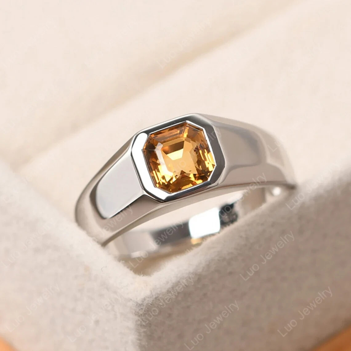Natural Citrine Engagement Ring in 925 Sterling Silver - Custom Sizes  