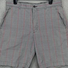 Cutter Buck Shorts Mens 34 Gray Glen Check Golf Chino Flat Front Athletic Pocket