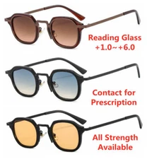 Men Women's Retro Street UV Protection Tinted Green Gray Reading Glass +1..0~+6