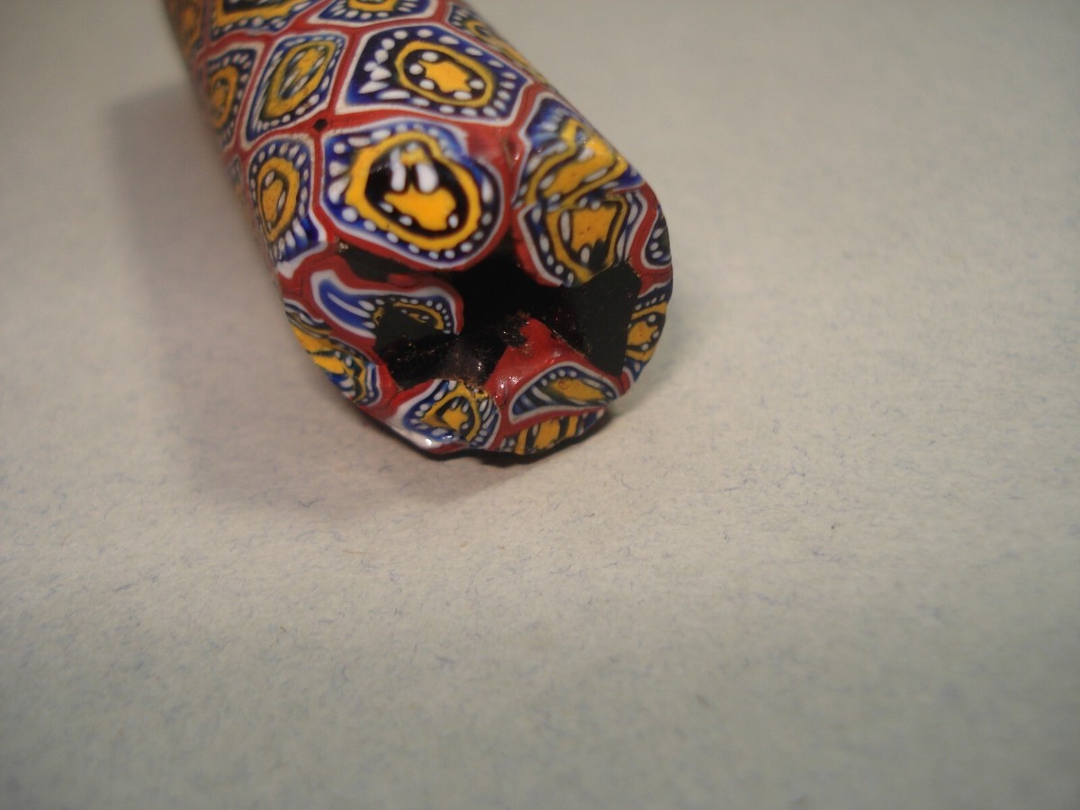 Ancienne Perle Millefiori Venise Murano - Verre Multicolore 8 Mm - Commerce Afrique