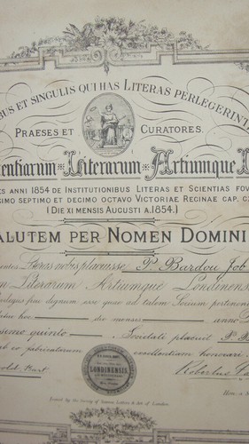 DEC6642 - DIPLOMES ET MEDAILLE SOCIETE DES SCIENCES LETTRES & ARTS LONDRES 1885 - Bild 3 von 7