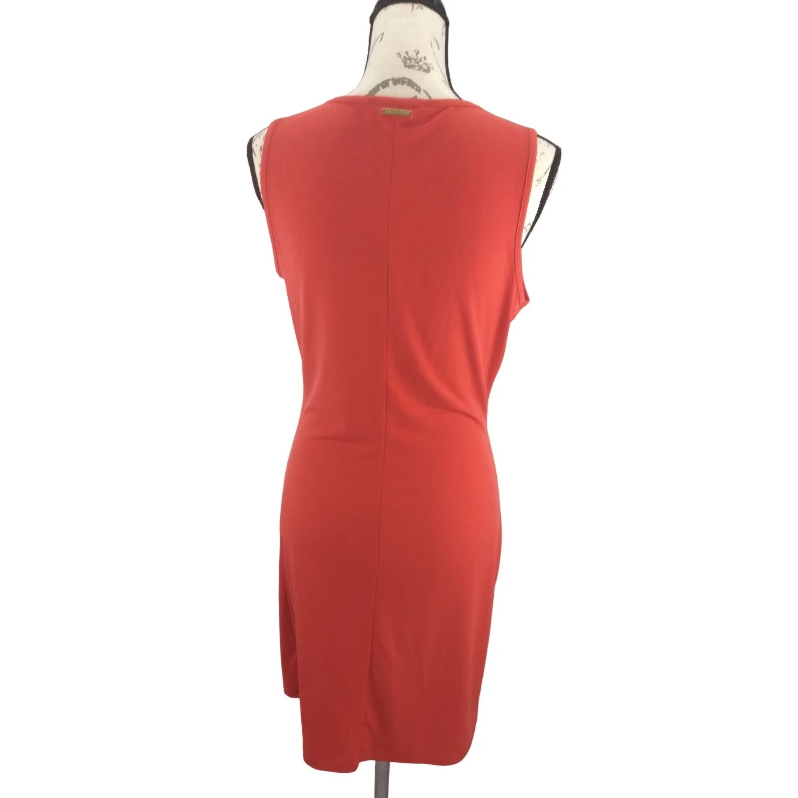 Abito smanicato arancione Michael Kors finto avvolgente con cravatta davanti tg Medium