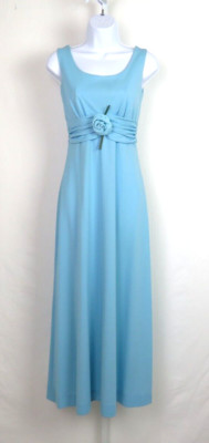 VTG 1960s ADELE SIMPSON SIZE 6 POWDER BLUE DRESS WITH FLOWER WAIST