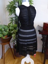 NWT MISSONI Black Sleeveless Knit Sheath Midi Dress with Sheer Panels 6 Italy 42