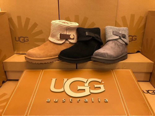 Nueva bota de gamuza de piel de oveja UGG Shaina para mujer 1012534 negra gris castaño tejida alta - Imagen 17 de 27